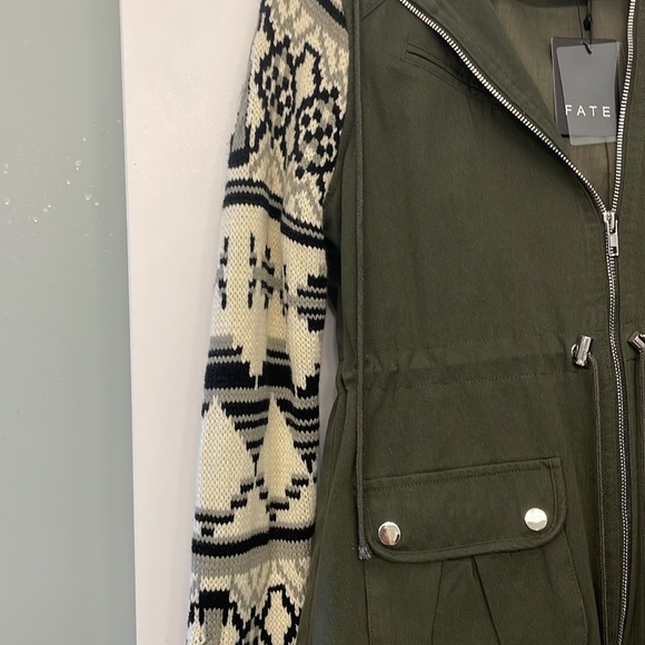 NWT Fate Army Jacket with Southwest knit sleeves - Picture 7 of 9